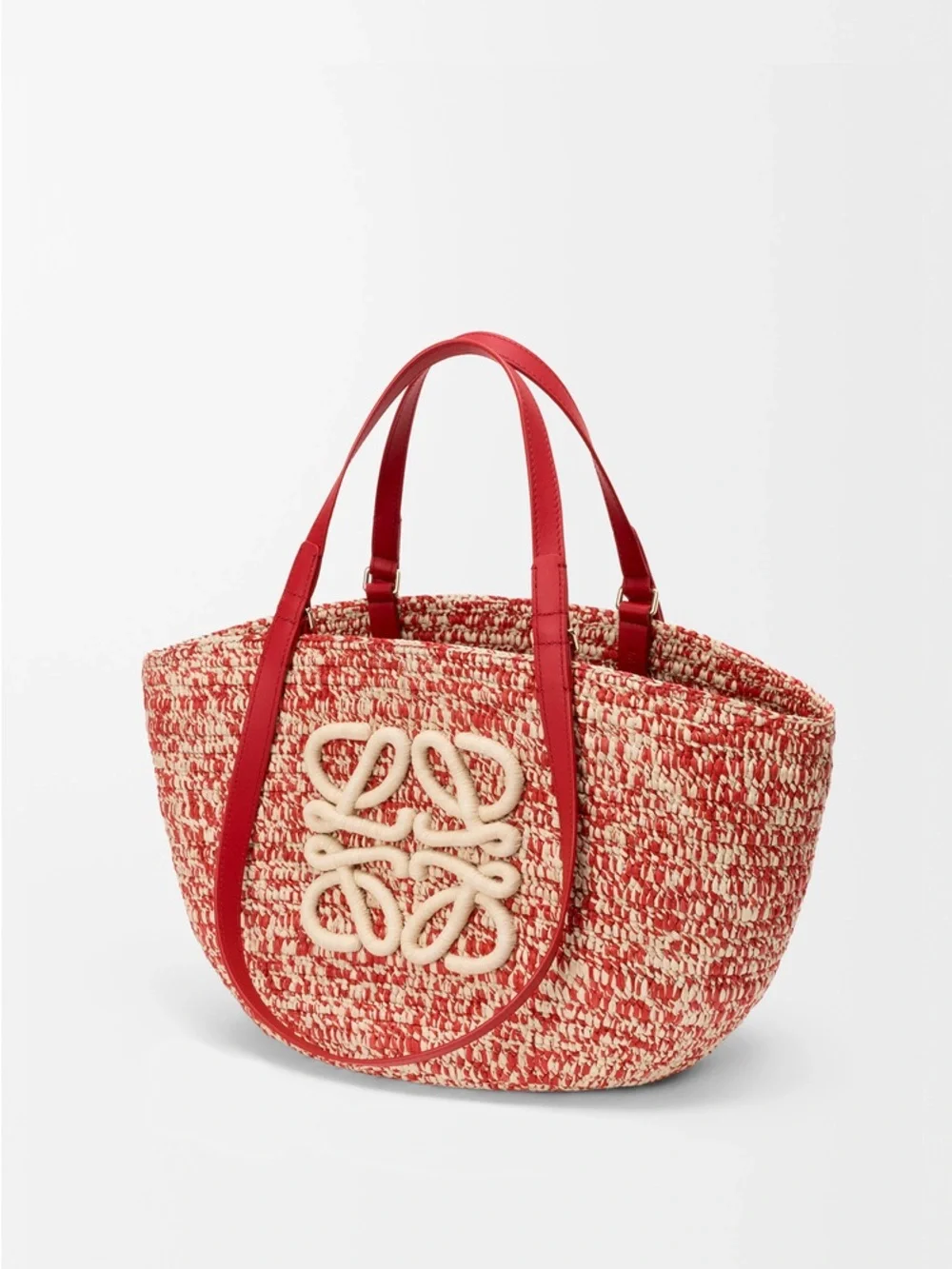 NWT AUTHENTIC Medium Eclipse basket in raffia and calfskin